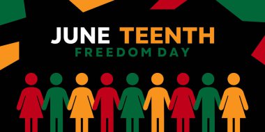 Haziran Gençlik Özgürlük Günü. İnsanların simgesi. Kartlar, afişler, posterler, sosyal medya ve daha fazlası için harika. Siyah arkaplan.