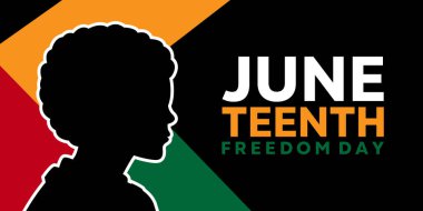 Haziran Gençlik Özgürlük Günü. Kartlar, afişler, posterler, sosyal medya ve daha fazlası için harika. Siyah arkaplan.