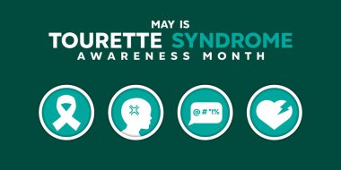 Tourette Sendromu Bilinç Ayı. Kartlar, afişler, posterler, sosyal medya ve daha fazlası için harika. Yeşil arkaplan