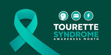 Tourette Sendromu Bilinç Ayı. Kurdele, kafa ve daha fazlası. Kartlar, afişler, posterler, sosyal medya ve daha fazlası için harika. Yeşil arkaplan