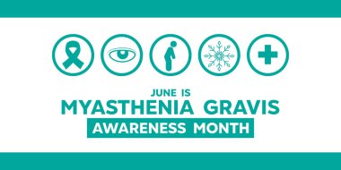 Myasthenia Gravis Farkındalık Ayı. Kartlar, afişler, posterler, sosyal medya ve daha fazlası için harika. Beyaz arkaplan.  