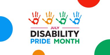 Engelli Gurur Ayı. Kartlar, afişler, posterler, sosyal medya ve daha fazlası için harika. Beyaz arkaplan.  