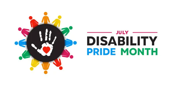 Engelli Gurur Ayı. Millet, el ve kalp. Kartlar, afişler, posterler, sosyal medya ve daha fazlası için harika. Beyaz arkaplan.  