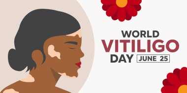 World Vitiligo Day. Women and flower. Great for cards, banners, posters, social media and more. White background.