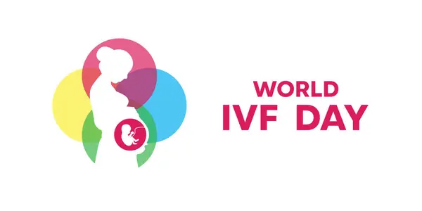 Dünya tüp bebek günü. Hamile anne ve bebek. Kartlar, afişler, posterler, sosyal medya ve daha fazlası için harika. Beyaz arkaplan.