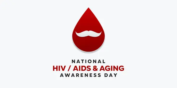 stock vector National HIV AIDS and Aging Awareness Day. Blood and mustache. Great for cards, banners, posters, social media and more. White background.