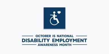 Ulusal Engelliler İstihdam Bilinci Ayı. İnsanlar ve kalp. Kartlar, afişler, posterler, sosyal medya ve daha fazlası için harika. Beyaz arkaplan. 