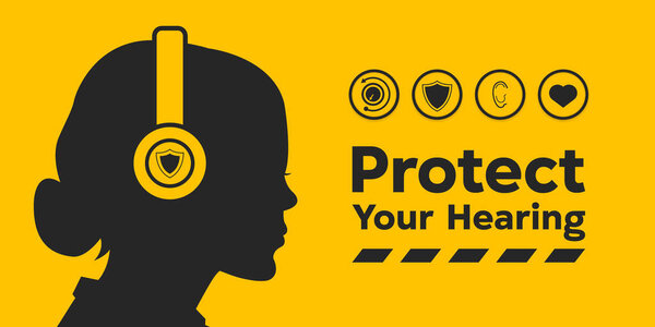 Национальный месяц защиты слуха. Отлично подходит для карт, баннеров, плакатов, социальных сетей и многого другого. Желтый фон.