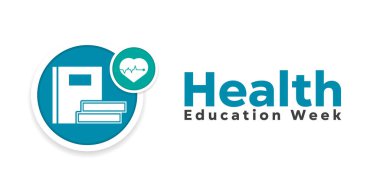 National Health Education Week. books and heart. Great for cards, banners, posters, social media and more. White background. clipart