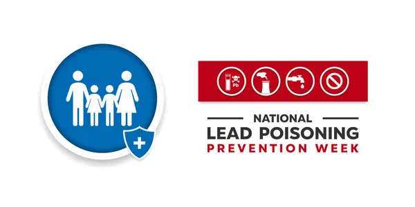 Ulusal Kurşun Zehirlemeyi Önleme Haftası. Kartlar, afişler, posterler, sosyal medya ve daha fazlası için harika. Beyaz arkaplan.