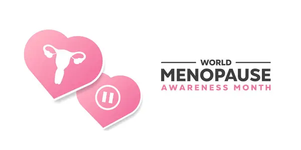 World Menopause Awareness Month. Vagina, pause and heart. Great for cards, banners, posters, social media and more. White background.