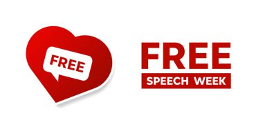 Konuşma Özgürlüğü Haftası. Kalp ve mesaj. Kartlar, afişler, posterler, sosyal medya ve daha fazlası için harika. Beyaz arkaplan.