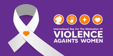 Kadınlara Karşı Şiddetin Önlenmesi İçin Uluslararası Gün. Kartlar, afişler, posterler, sosyal medya ve daha fazlası için harika. Mor arkaplan. 