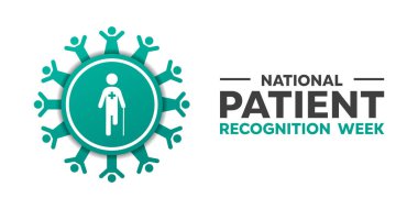 Ulusal Hasta Tanıma Haftası. Sabırlı ve insanlar. Kartlar, afişler, posterler, sosyal medya ve daha fazlası için harika. Beyaz arkaplan. 