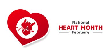 Ulusal Kalp Ayı. Kartlar, afişler, posterler, sosyal medya ve daha fazlası için harika. Beyaz arkaplan. 