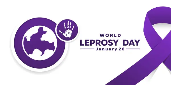 Dünya Cüzam Günü. Toprak, el ve kurdele. Kartlar, afişler, posterler, sosyal medya ve daha fazlası için harika. Beyaz arkaplan.