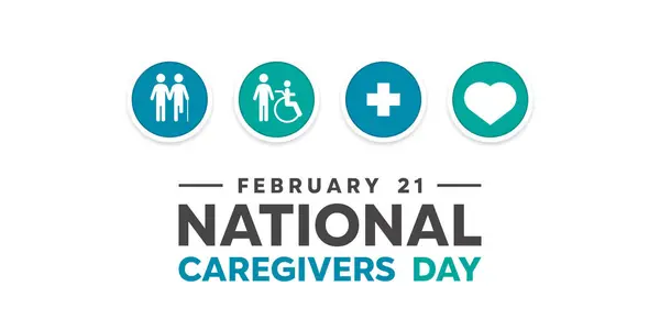 Ulusal Bakıcılar Günü. İnsanlar, artı ikon ve kalp. Kartlar, afişler, posterler, sosyal medya ve daha fazlası için harika. Beyaz arkaplan.