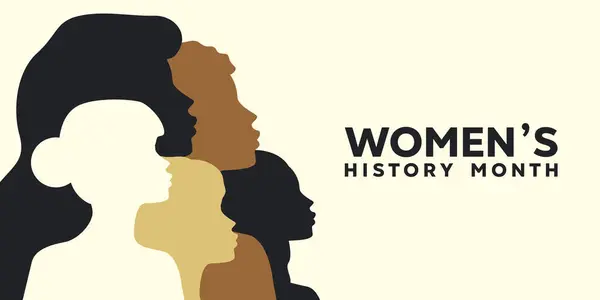 Kadın Tarihi Ayı. Koyu renkli kadınlar. Kartlar, afişler, posterler, sosyal medya ve daha fazlası için harika. Beyaz arkaplan.