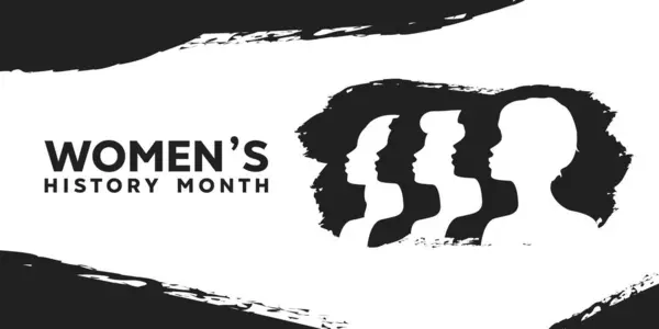 Kadın Tarihi Ayı. Siyah beyaz kadınlar. Kartlar, afişler, posterler, sosyal medya ve daha fazlası için harika. Beyaz arkaplan.