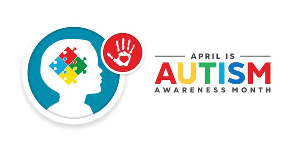 Otizm Farkındalık Ayı. Çocuklar ve el. Kartlar, afişler, posterler, sosyal medya ve daha fazlası için harika. Beyaz arkaplan.