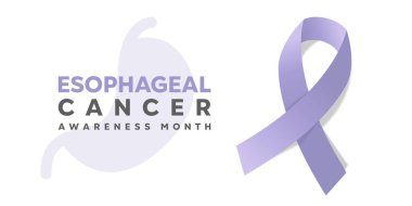 Esophageal Kanser Farkındalığı Ayı. Mide ve kurdele. Kartlar, afişler, posterler, sosyal medya ve daha fazlası için harika. Beyaz arkaplan.