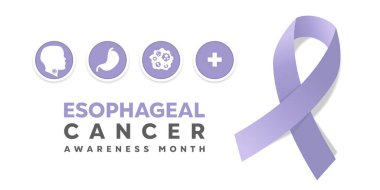 Esophageal Kanser Farkındalığı Ayı. Yemek borusu, mide, kanser, artı ikon ve kurdele. Kartlar, afişler, posterler, sosyal medya ve daha fazlası için harika. Beyaz arkaplan.