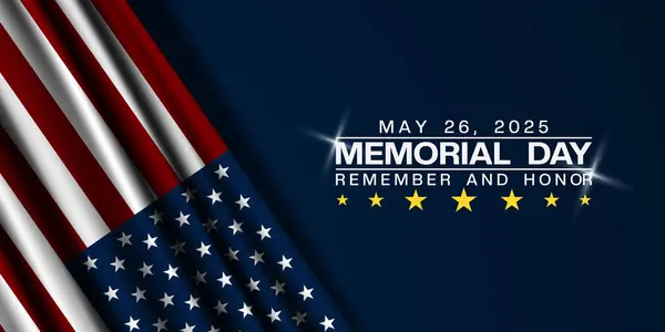 26 Mayıs 2025 Anma Günü. Amerikan bayrağı. Posterler, afişler, sosyal medya ve daha fazlası için harika. Koyu mavi arkaplan.