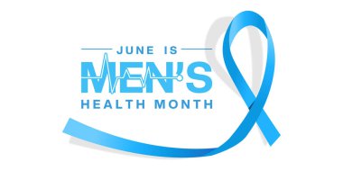 Erkek Sağlığı Ayı. Kurdele ve mesaj. Posterler, afişler, sosyal medya ve daha fazlası için harika. Beyaz arkaplan.