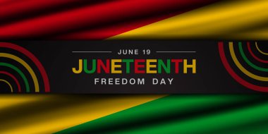 19 Haziran, Haziran Özgürlük Günü 'dür. Bayrak. Posterler, afişler, sosyal medya ve daha fazlası için harika. Siyah arkaplan.