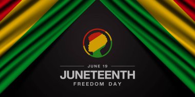 19 Haziran, Haziran Özgürlük Günü 'dür. Bayrak ve daha fazlası. Posterler, afişler, sosyal medya ve daha fazlası için harika. Siyah arkaplan.