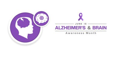 Haziran, Alzheimer ve Beyin Farkındalığı Ayı. Posterler, afişler, sosyal medya ve daha fazlası için harika. Beyaz arkaplan.