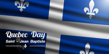 24 Haziran Quebec Günü. Quebec bayrağı ve ışığı. Posterler, afişler, sosyal medya ve daha fazlası için harika. Beyaz arkaplan.