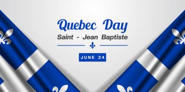 24 Haziran Quebec Günü. İki Quebec bayrağı. Posterler, afişler, sosyal medya ve daha fazlası için harika. Beyaz arkaplan.