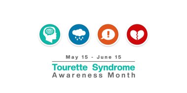  Ulusal Tourette Sendromu Bilinç Ayı. İnsan, beyin, bulut, mesaj ve kalp. Posterler, afişler, sosyal medya ve daha fazlası için harika. Beyaz arkaplan.