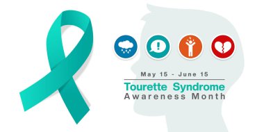  Ulusal Tourette Sendromu Bilinç Ayı. Kurdele, çocuklar, bulut, mesaj ve daha fazlası. Posterler, afişler, sosyal medya ve daha fazlası için harika. Beyaz arkaplan.
