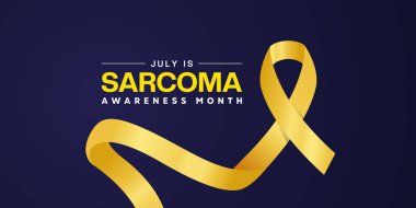 Temmuz, Ulusal Sarkoma Farkındalık Ayı. Kurdele. Posterler, afişler, sosyal medya ve daha fazlası için harika. Koyu arkaplan.