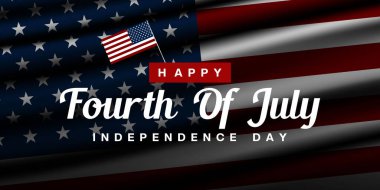 Bağımsızlık Günü 'nüz kutlu olsun. Amerikan bayrağı. Posterler, afişler ve sosyal medya için uygun. Siyah arkaplan.