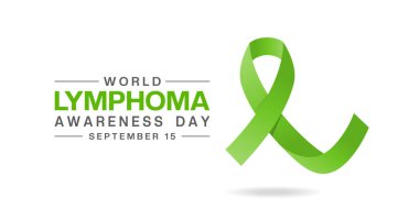 15 Eylül Dünya Lenfoma Farkındalık Günü. Kurdele. Posterler, afişler ve sosyal medya için uygun. Beyaz arkaplan.