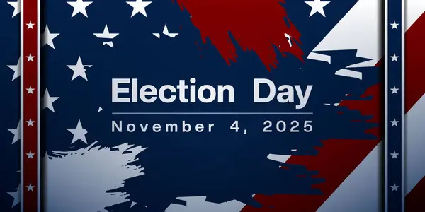 4 Kasım 2025 Seçim Günü. Posterler, afişler ve sosyal medya için uygun. Mavi arkaplan.
