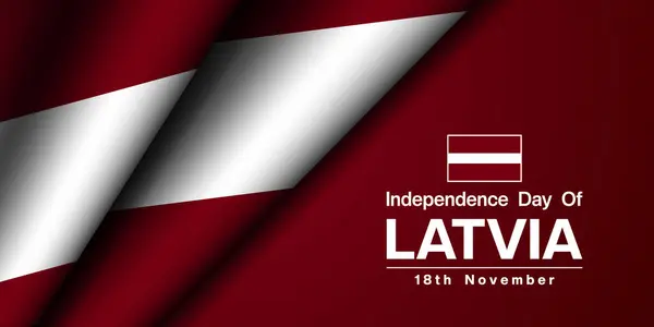 18 Kasım Letonya 'nın Bağımsızlık Günü. Posterler, afişler ve sosyal medya için uygun. Kırmızı arkaplan.