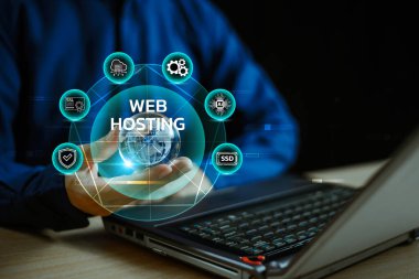 Web sunucusu ai mahremiyet platformu servisi. Web sitesi sağlayıcısı iş simgesi desteği. Ai teknoloji depolama alanı ve alan adı ağı erişimi. Modern iş teknolojisi, İnternet ve Web Ev Sahipliği kavramı.