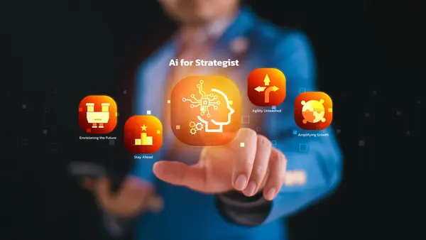 Yapay Zeka büyük veri teknolojisi yönetimi. Ai analizi iş konsepti, geleceğin dijital pazarlama analizleri uzman robotlar tarafından, başarı çalışma aracı stratejisi. SEO Arama Motoru En İyileştirmesi 