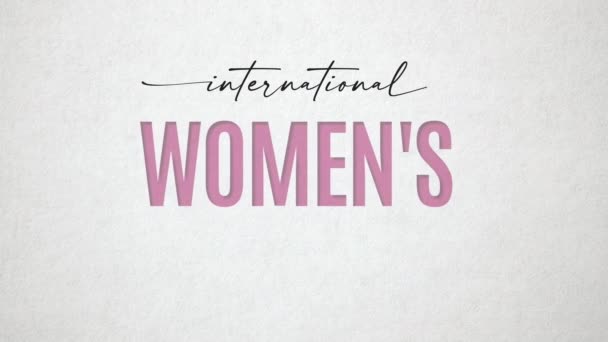 国际妇女日的横幅剪贴画 带有带动画文字的纹理纸背景无缝循环 — 图库视频影像