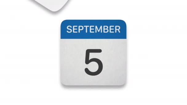 September Maand Papieren Kalender Witte Achtergrond — Stockvideo