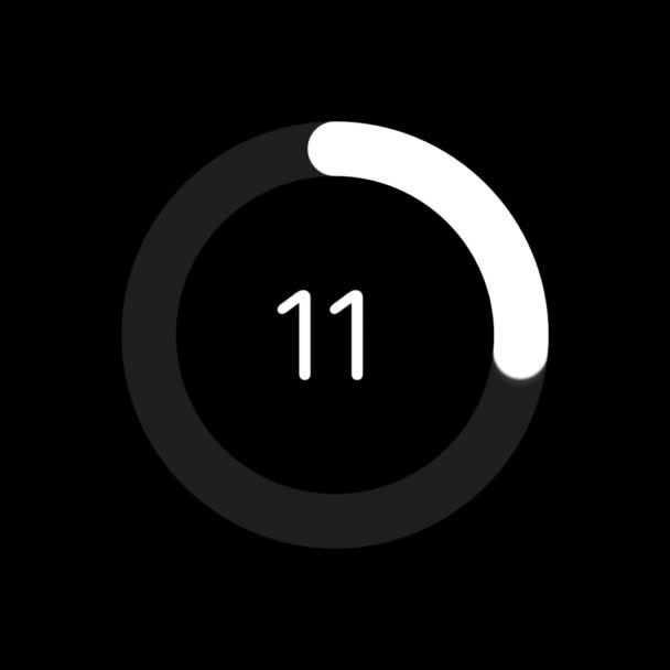 Animatie Cirkel Met Het Nummer Countdown Vanaf Zwarte Achtergrond — Stockvideo