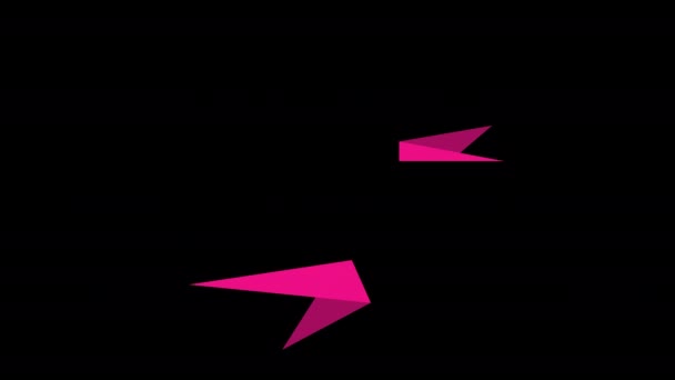 Animierte Rosa Papierflieger Auf Schwarzem Hintergrund — Stockvideo