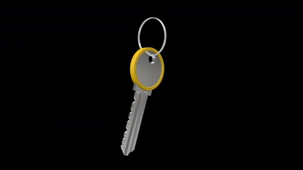Key Hanging Key Ring Black Background — Stock Video