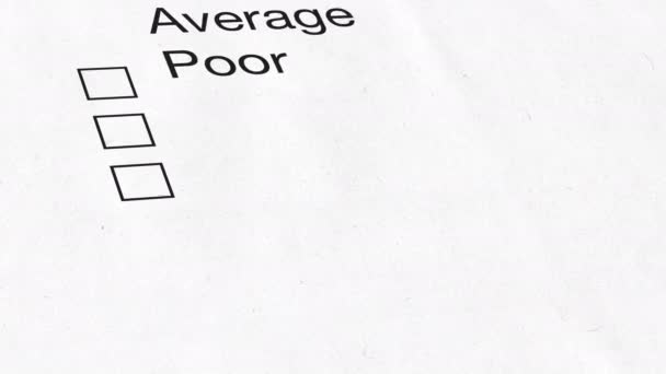 Текст Отличный Проверить Бумаге Анимационный Фон — стоковое видео