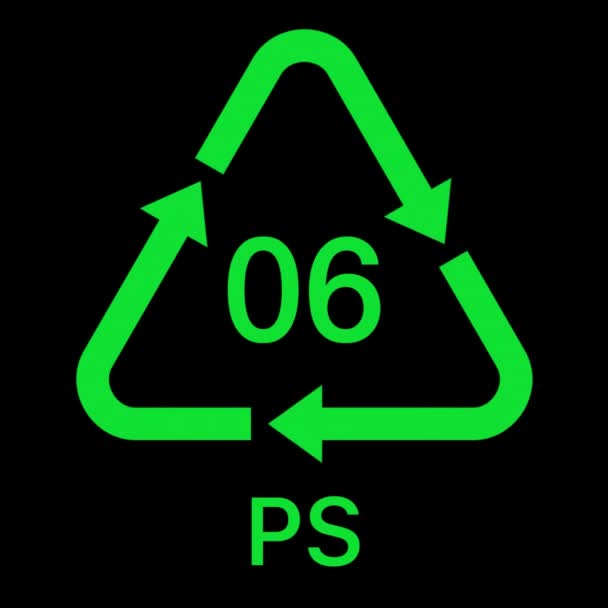 Recycle Animatie Stijl Plat Symbool Groene Kleur Afgeronde Pictogram Zwarte — Stockvideo