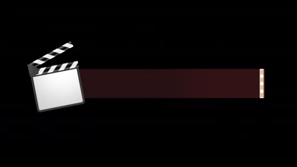 Animace Filmového Tleskače Prázdné Místo Pro Titulek Textu Černém Pozadí — Stock video